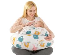 Labtec Almohada de lactancia para bebé, almohada multifuncional con correa ajustable para la cintura y valla de seguridad, funda de almohada extraíble 100% algodón, patrón de elefante