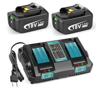 LabTEC Cargador de 18 V con batería para Makita BL1860 2P BL1830B BL1840B BL1850B BL1860B BL1815 BL1820 BL1825 18V 5500mAh Herramientas eléctricas + Cargador de batería para Makita DC18RC DC18RD