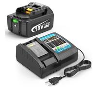 LabTEC Cargador de 18 V con batería para Makita BL1860 BL1830B BL1840B BL1850B BL1860B BL1815 BL1820 BL1825 18V 5500mAh herramientas eléctricas + cargador de batería para Makita DC18RC DC18RD DC18SF
