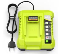 LabTEC Cargador de Batería de un Puerto para Ryobi OP401, 40V Li-Ion de Repuesto y NI-Cad NI-Mh 12V-18V, Compatible con OP4015 OP4026 OP4040 OP4050, 40 voltios Ryobi Cargador de Batería(EU Plug