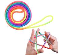 LABUYI 1 Pcs Juego de Dedos Cuerda Cuerda, Juego de Cuerda de Dedo, Juguetes de Habilidad, Cordón Arcoíris, Regalo, Longitud 160cm