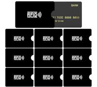 LABUYI 10 Piezas Protector Tarjetas Credito,Funda Tarjeta Credito,Fundas de Bloqueo RFID,para Mujeres y Hombres,para Bloqueo NFC/RFID,6.2×9.2cm (Negro)