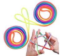 LABUYI 2 Pcs Juego de Dedos Cuerda,Cuerda De Dedos para Niños,Juego De Cuerda De Dedo,Cuerda para Dedo Niños,Juguetes De Habilidad De Dedos,Cordón Arcoíris,Regalo,Longitud 160cm