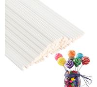 LABUYI 50 Piezas Palos para Cake Pops,Palos Cake Pops,Palitos Piruletas,Palos De Piruleta,Palitos de Papel Lollipop Sticks,Palitos Cake Pop Stick,Lollipop Cake Paper Sticks,DIY,Blanca,15cm*3.5mm