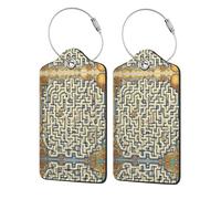 Labyrinth Treasure Map - 2 etiquetas de viaje de piel sintética para configurar el bolso de mano y equipaje