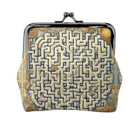 Labyrinth Treasure Map - Monedero pequeño para mujer, con cierre de beso, tamaño de bolsillo, mini monedero para mujer