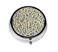 Labyrinth Treasure Mapround - Pastillero redondo de 3 compartimentos y pastillero de viaje portátil para viajes.