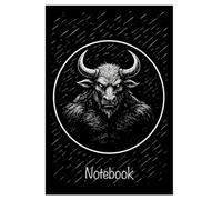 Labyrinthborn Minotaur-Notebook. This notebook features a striking monochrome illustration of the legendary Minotaur, rendered in a bold woodcut-inspired style.