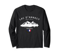 Lac d'Annecy Haute-Savoie France Mountain Resort Bandera de Francia Manga Larga
