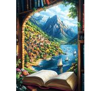 Lac de montagne Dans un Livre Puzzle 300 Piezas Cartón Blanco Premium para Expertos Mitos fantásticos Cuento De Hadas Tiempo Ocio En Casa Relajación Mental para Enmarcar 300 PCS