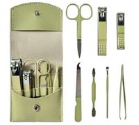 LAC FOR YOU Kit Manicura 7 Piezas - Set de Manicura y Pedicura Profesional Hombres y Mujeres, nail kit Estuche de Viaje - Verde