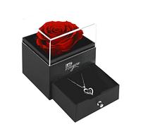 LAC FOR YOU Rosa Eterna Natural Preservada - Regalos Originales para Mujer - Caja Rosa Preservada con Collar Regalo Novia, Madre Cumpleaños, Aniversario - Roja