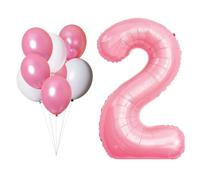 LAC Globo 2 Años Cumpleaños Rosa - 5 Piezas Globos Rosas y 3 Piezas Blancos - Decoracion Cumpleaños Niña, Bautizo, Comunion