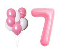LAC Globo 7 Años Fiesta Cumpleaños Infantil - 5 Piezas Globos Rosas y 3 Piezas Blancos - Balloons Decoracion Cumpleaños Niña