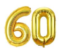 LAC Globos 60 Cumpleaños Numeros Dorados - 60 Cumpleaños Decoracion Hombre - Globos Helio Decoración Fiesta, Adornos Aniversario Mujer