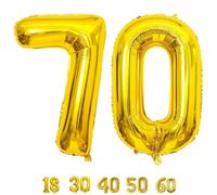 LAC Globos 70 Cumpleaños Dorado - Adornos Cumpleaños Mujer y Hombre - Globos Dorados Decoracion Fiesta, Aniversario