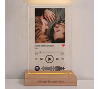 LAC Placa Spotify Personalizada - Lámpara LED USB (12×18 cm) con Foto y Código Spotify, Base LED de madera USB - Regalo Aniversario Pareja, Mujer y Hombre