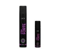 LACA Xtra Forte Pack de Viaje y Hogar, Laca Fijación Fuerte Nivel 4, 75 ml + 400 ml, 2 Unidades