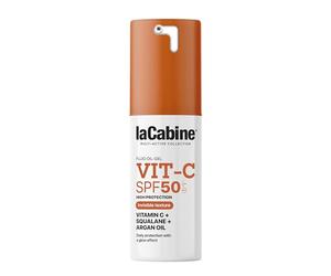 laCabine Gel-Óleo Fluido Vit-C SPF50 - Protección Solar con Vitamina C, Escualano y Aceite de Argán - Luminosidad Potenciada y Efecto Glow - Textura Invisible Toque Seco