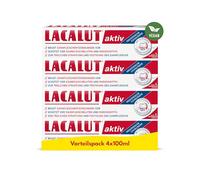 Lacalut aktiv Pasta de dientes (4 unidades de 100 ml) - para una fuerte protección de las encías y dientes sanos, vegana