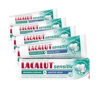 LACALUT Sensitiv Remineralization & Soft Weiss, reduce la sensibilidad al dolor, elimina suavemente la decoloración, remineraliza el esmalte, 1 x 75 ml (Paquete de 4)