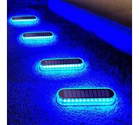 Lacasa 4pcs Luces Deck Solares LED Piso Exterior, Luz Solar Suelo Terraza Jardin, Azul 40LM, Lámpara Solar IP68 Impermeable, Auto Luz Toda la Noche, para Escalones Caminos Balcones