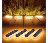 Lacasa 4pcs Luces Deck Solares LED Piso Exterior, Luz Solar Suelo Terraza Jardin, Blanco Cálido 40LM, Lámpara Solar IP68 Impermeable, Luz Toda la Noche, para Escalones Caminos Balcones
