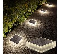 Lacasa 4pcs Luces Solares LED Exterior Jardin Deck, Luz Solar Exterior Suelo, Blanco 4000K 40LM, IP68 Impermeable Lampara Solar Iluminación para Caminos Terrazas Piso