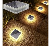 Lacasa 4x Luces Solares Piso Exterior Terraza, 40LM Blanco Cálido LED Luz Solar Exterior Suelo Jardín, Luz Toda la Noche, IP68 Impermeable, Lampara Solar para Caminos Entrada Escalones