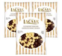 Lacasa Lote de 3x Bolsita de Cacahuete Tostado con Chocolate Negro y Blanco 450G