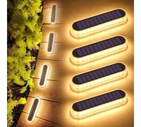 Lacasa Luces Solares de Piso, 4 Pack LED Lámpara Solar Exterior IP68 Impermeable Auto ON/OFF para Jardin, Step, Garaje, Camino, Patio, Deck, Dock, Valla - Blanco Cálido 2700K