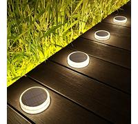 Lacasa Luces Solares Jardin, 4 Pack 30LM LED Lámpara Exterior IP68 Impermeable del Piso Auto ON/OFF para Step Camino Deck Dock Valla, Blanco Natural 4000K Redondo