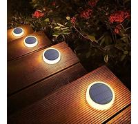 Lacasa Luces Solares Jardin, 4 Pack 30LM LED Lámpara Solar Exterior IP68 Impermeable Luz Solar del Piso Auto ON/OFF Lámparas Solares para Step Camino Deck Dock Valla, Blanco Cálido 2700K Redondo