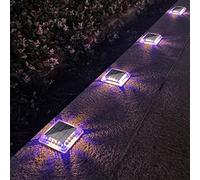 Lacasa Luces Solares Jardin, 4 Pack 30LM LED Lámpara Solar Exterior IP68 Impermeable Luz Solar del Piso Auto ON/OFF Lámparas Solares para Step Camino Deck, Color Mixto (Blanco Cálido 2700K + Luz Azul)