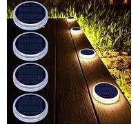 Lacasa Luces Solares Jardin, 4 Pack 50LM LED Lámpara Solar Exterior Blanco Cálido, IP68 Impermeable Luz Solar del Piso Auto ON/OFF Lámparas Solares para Step Garaje Camino Patio Deck Dock Valla