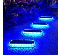 Lacasa Luces Solares Jardin, 4 Pack LED Lámpara Solar Exterior IP68 Impermeable Luz Solar del Piso Auto ON/OFF Lámparas Solares Iluminación de Seguridad para Step Camino Patio Deck Valla, Luz Azul