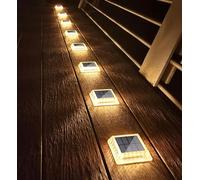 Lacasa Luces Solares Jardin, 8 Pack 30LM LED Lámpara Solar Exterior IP68 Impermeable Luz Solar del Piso Auto ON/OFF Lámparas Solares para Step Camino Deck Dock Valla, Blanco Cálido 2700K Redondo