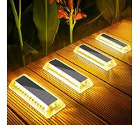 Lacasa Luces Solares LED Exterior Jardin, 4 Pack 50LM Luz Solar Exterior IP68 Impermeable Lámpara Solar Suelo, Auto ON/OFF Lamparas Solares Blanco Cálido para Terraza Patio Escaleras Camino Deck Valla