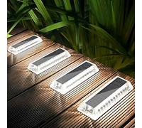 Lacasa Luces Solares LED Exterior Jardin, 4 Pack 50LM Luz Solar Exterior IP68 Impermeable Lámpara Solar Suelo, Auto ON/OFF Lamparas Solares Blanco Frío para Terraza Patio Escaleras Camino Deck Valla