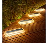 Lacasa Luces Solares LED Exterior Jardín, 4 uds Luz Solar Exterior IP68 Impermeable, Blanco Cálido 2700K,Iluminación Solar para Jardin, Terraza, Escaleras, Senderos