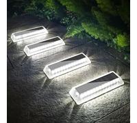 Lacasa Luces Solares LED Exterior Jardín, 4 uds Luz Solar Exterior IP68 Impermeable, Blanco Frío 6000K, Luces LED Solares para Exteriores Jardín, Terraza, Escaleras, Piscina