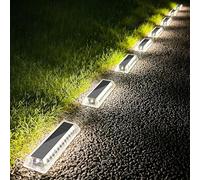 Lacasa Luces Solares LED Exterior Jardin, 8 Pack 50LM Luz Solar Exterior IP68 Impermeable Lámpara Solar Suelo, Auto ON/OFF Lamparas Solares Blanco Frío para Terraza Patio Escaleras Camino Deck Valla