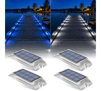 Lacasa Luces Solares LED Exterior Jardín Pack de 4, Lámpara Solar Exterior Impermeable para Jardín, Camino, Escalones, Terraza, Entrada y Piscina, LED 2 en 1 Azul y Blanco Frío