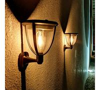 Lacasa Luz Solar【COB LED Potente Versión 2 Modos,】2 Pack Lámpara IP65 Impermeable Auto ON/OFF, Apliques de Exterio para Jardin, Garaje, Blanco Cálido 2700K