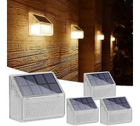 Lacasa Luz Solar Exterior Jardín, 4 Lámparas Solares Blanco Cálido 2700K, 50LM de Brillo, Impermeable IP68, Función Auto ON/OFF, Ideales para Montaje en Pared como Apliques de Luz LED Solares