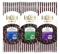 Lacasa Mi Momento pack 3kg bolas: Pasas de Corinto con chocolate Negro,Almendra con chocolate con Leche,Avellana con chocolate Negro
