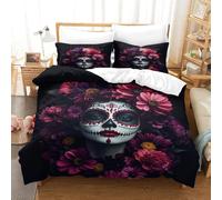 LaCatrina & Vino Rosa Juego De Funda Nórdica, Edredón De para Adultos Y Adolescentes, Ropa De Cama De Fácil Cuidado Gótico Funda De Edredón Niños Y Niñas King（220x240cm）