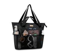 Lacdo Bolsa de playa para mujer bolsa de piscina plegable impermeable a prueba de arena para viajes a la piscina de vacaciones en la playa, Negro