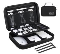 Lacdo Electronic Bolsa Almacenamiento para MacBook Power Adapter Charger, Cables, Cords, Apple Pencil, Mouse, Power Bank, USB Flash Disk, SD Cards Bolsa Protectora de Accesorios portátiles, Negro