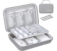 Lacdo Electronic Bolsa Protectora de Accesorios Portátiles para MacBook Power Adapter Charger, Cables, Cords, Apple Pencil, Mouse, Power Bank, USB Flash Disk, SD Cards y 3 Bridas para Cables, Gris